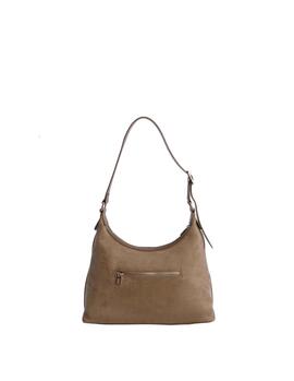 Bolso DON ALGODON hombro serraje taupe cuadrados