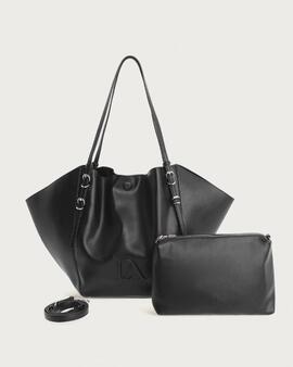 Bolso DON ALGODON shopper negro grande asas hombro