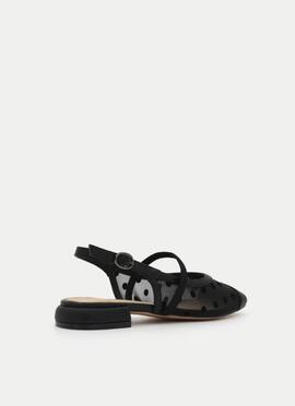 Bailarina AZAREY piel negro destalonado regilla topitos