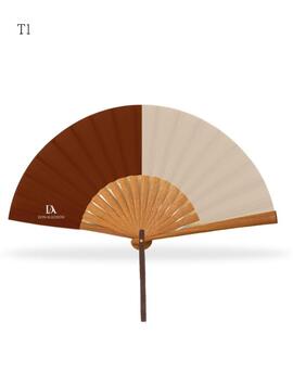 Abanico DON ALGODON madera tela bicolor