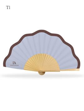 Abanico DON ALGODON madera tela ondas bicolor