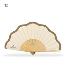 Abanico DON ALGODON madera tela ondas bicolor