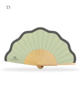 Abanico DON ALGODON madera tela ondas bicolor