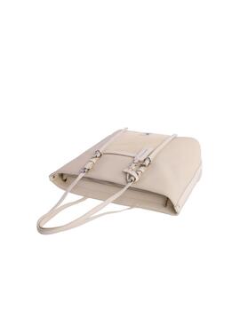 Shopper DON ALGODON Cálida beig efecto goma red delante