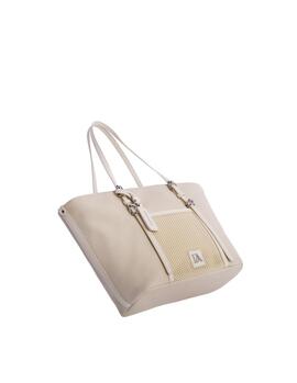 Shopper DON ALGODON Cálida beig efecto goma red delante