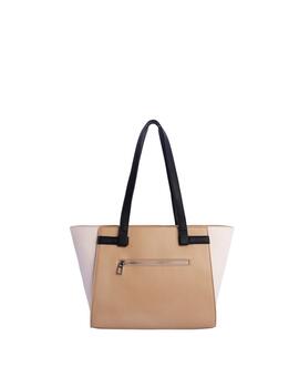 Bolso DON ALGODON Ventus shopper bicolor tostado y beige
