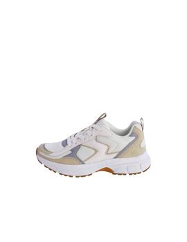 Deportiva DON ALGODON Irina beig con detalles camel y azul