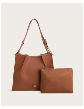 Shopper DON ALGODON Lucca camel 2 asas hombro