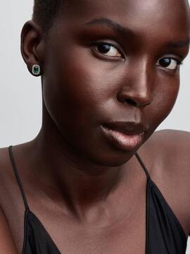 Pendiente PANDORA Halo Rectangular Verde Brilllante