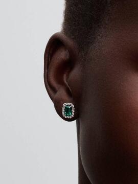 Pendiente PANDORA Halo Rectangular Verde Brilllante