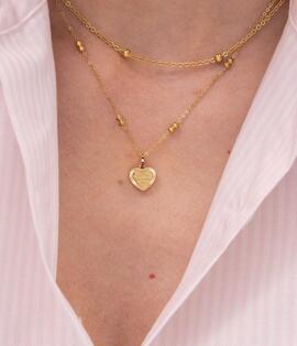 Collar TOMMY Doble Cadena Cuelga Corazón