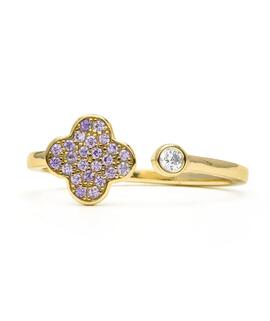 Anillo LUXENTER Alsion Trebol Circonita Amatista