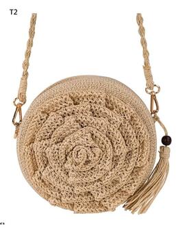 Bandolera LOIS Borah rafia redonda flor delante