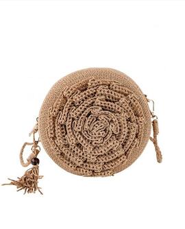 Bandolera LOIS Borah rafia redonda flor delante