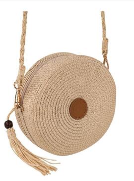 Bandolera LOIS Borah rafia redonda flor delante