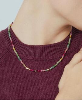 Collar LUXENTER dorado bolitas colores