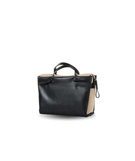 Bolso DEVOTA&LOMBA piel negra con red asas cortas