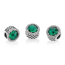 Charm PANDORA Corazones Radiantes verde 